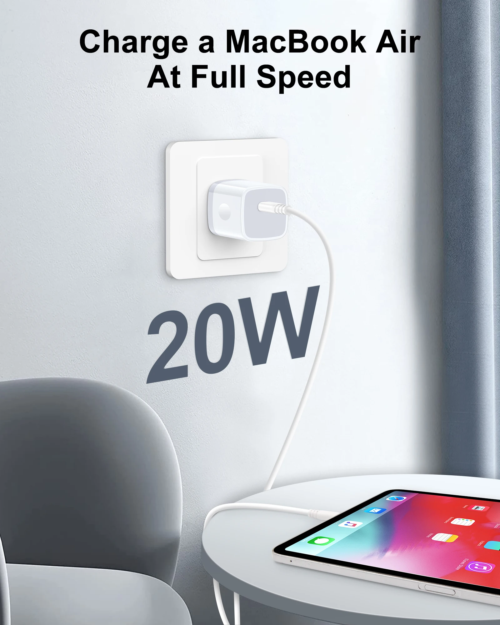 Samsung Galaxy S24 USB C Fast Charger Block, 2Pack 20W PD3.0 Apple Wall Plug Charging Cube, 5V 3A USBC Power Adapter for iPhone