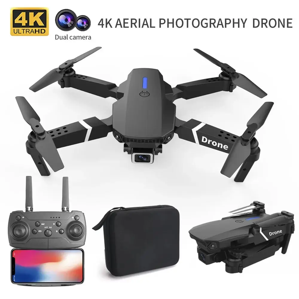 2024 E88Pro RC Drone 4K Professinal With 1080P Wide Angle HD Camera Foldable Helicopter WIFI FPV Height Hold Gift Toy