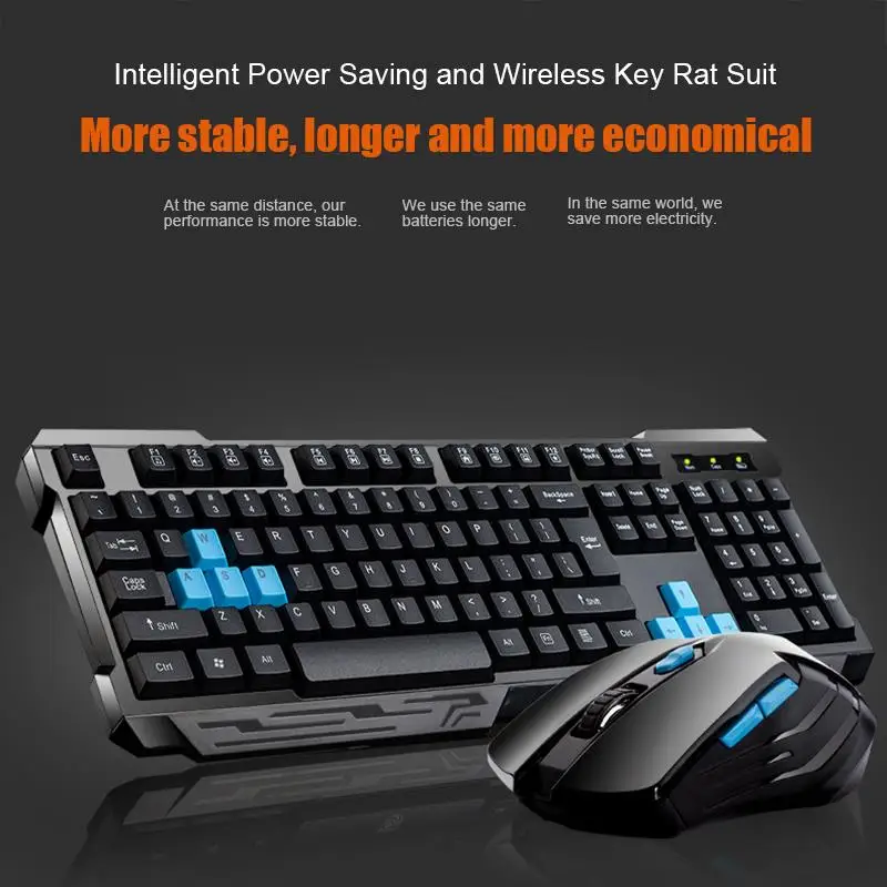 Keyboard Mouse Combos Waterproof Multimedia 2.4GHz Wireless Gaming Keyboard USB Cordless Mous NK-Shopping