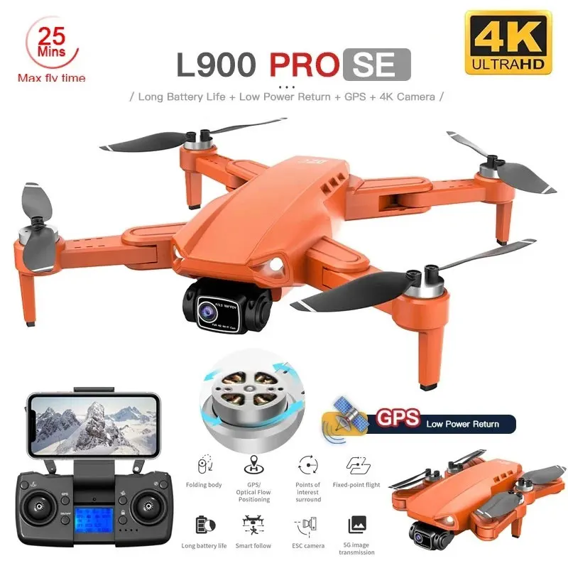 L900 Pro SE GPS Drone Profesional 4K HD 5G WIFI FPV Camera Quadcopter With Brushless Motor RC Mini Dron for Children Toys