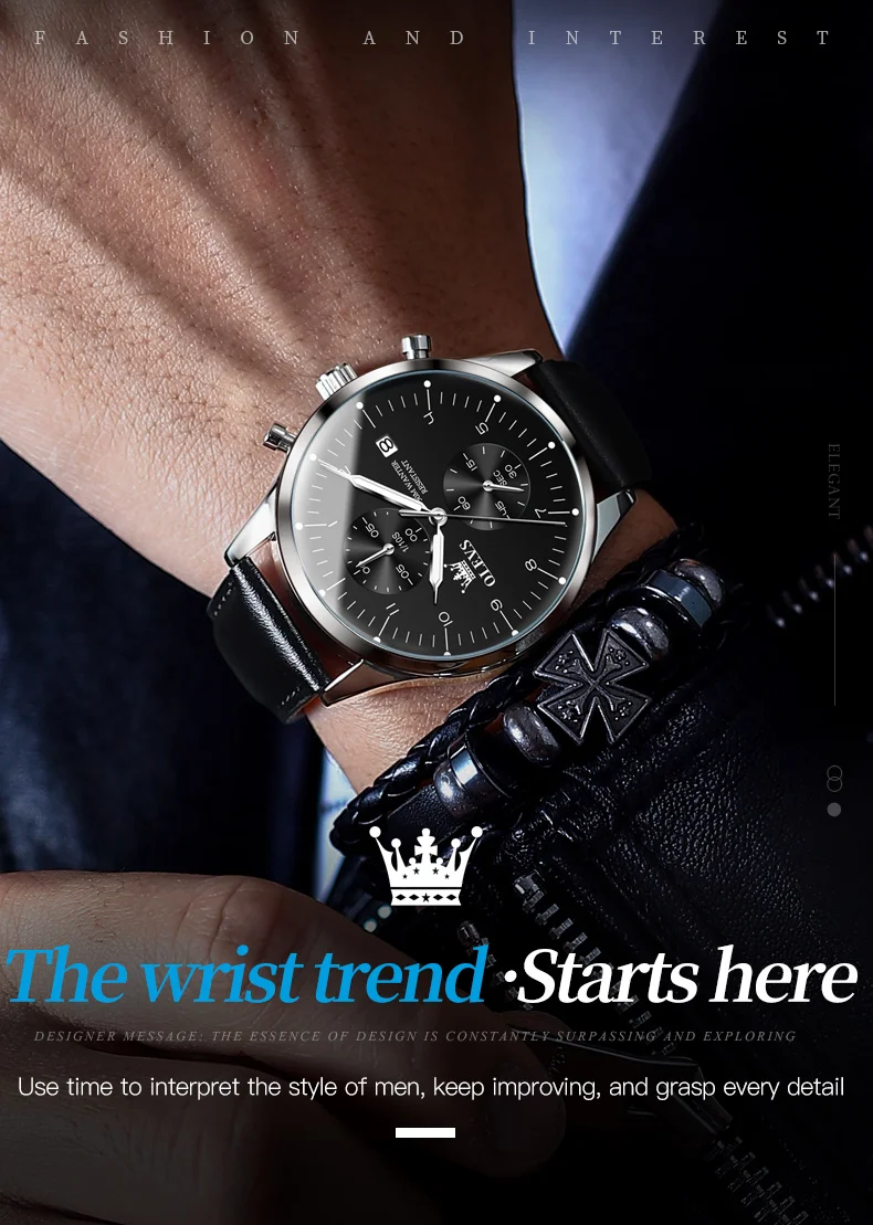 OLEVS Watches for Men Original Brand Quartz Luxury Business Men's Watch Waterproof Luminous Date Fashion Chronograph Wristwatch