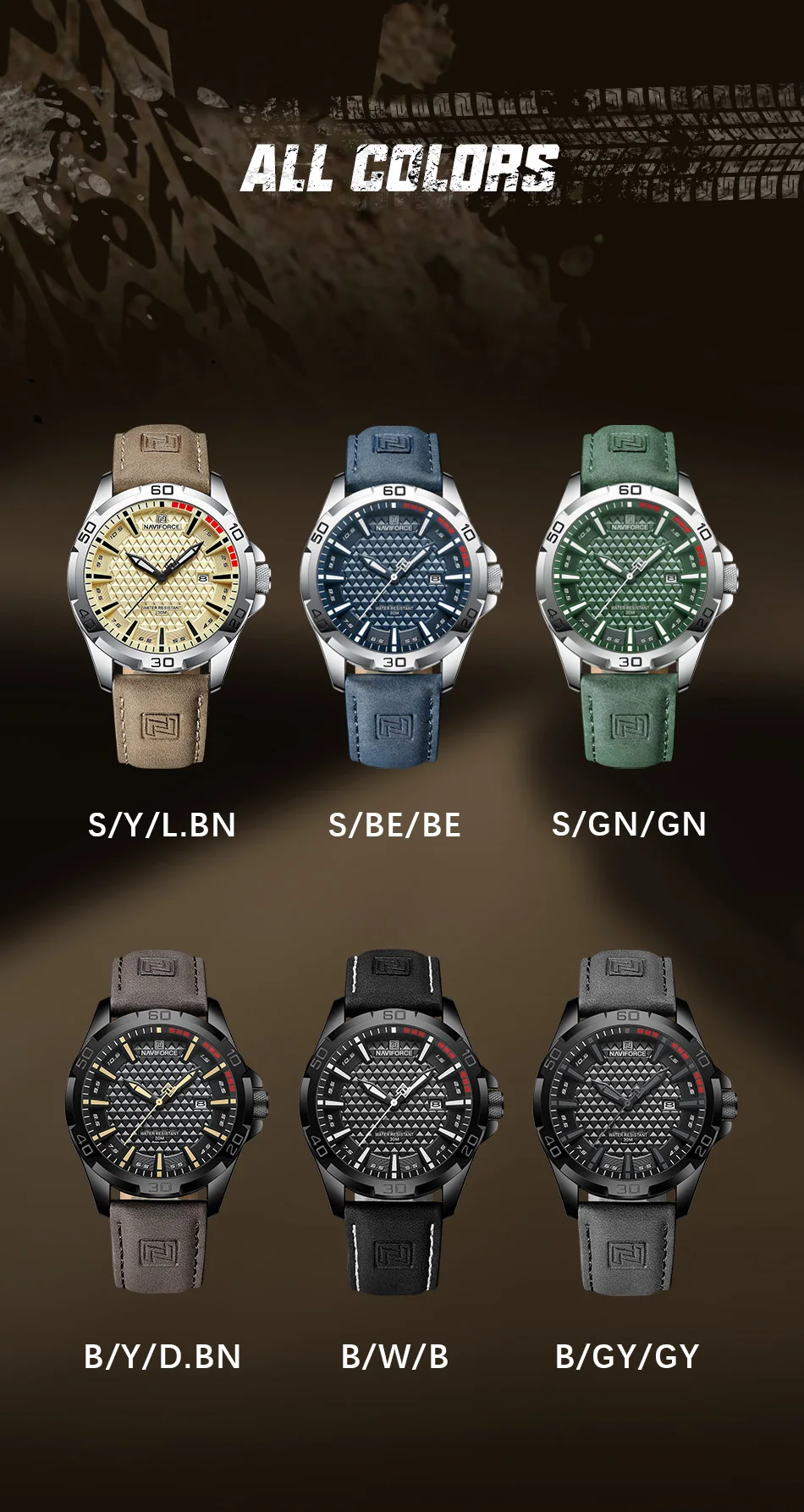 NAVIFORCE Men Casual Sport Military Quartz Calendar Wrist Watch for Man Business Leather Waterproof Male Clock Relogio Masculino